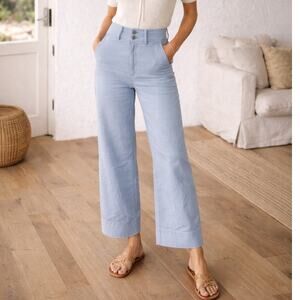 Apiece Apart High Rise Wide Leg Merida Pants Dusty Blue Crop Sz 00